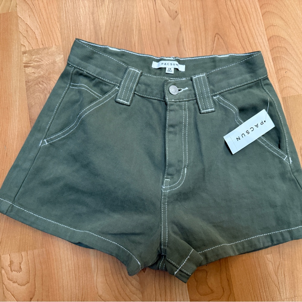 Pacsun Green Denim Shorts Size 25